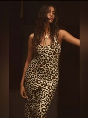 Anthropologie Leopard Print Maxi Dress in Black, Brown, Cream